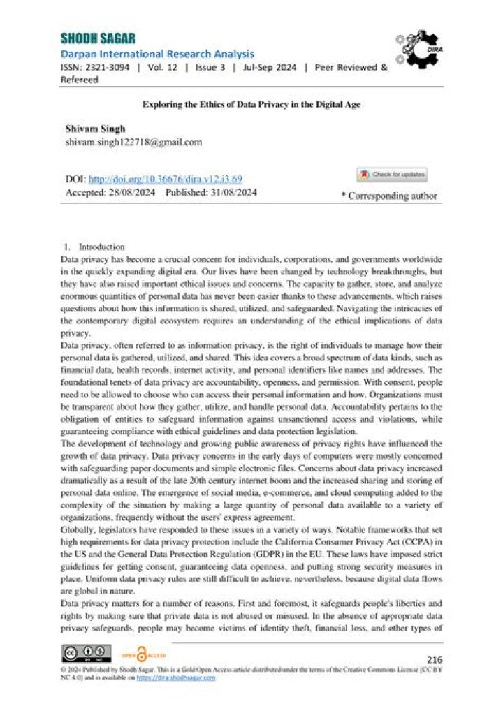 Exploring Privacy And Ethics In The Digital Age