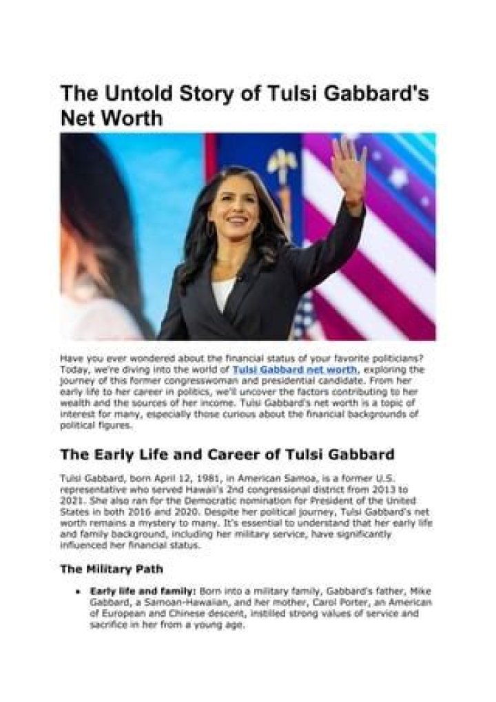 Untold Truths And Captivating Insights: Exploring Tulsi Gabbard's History
